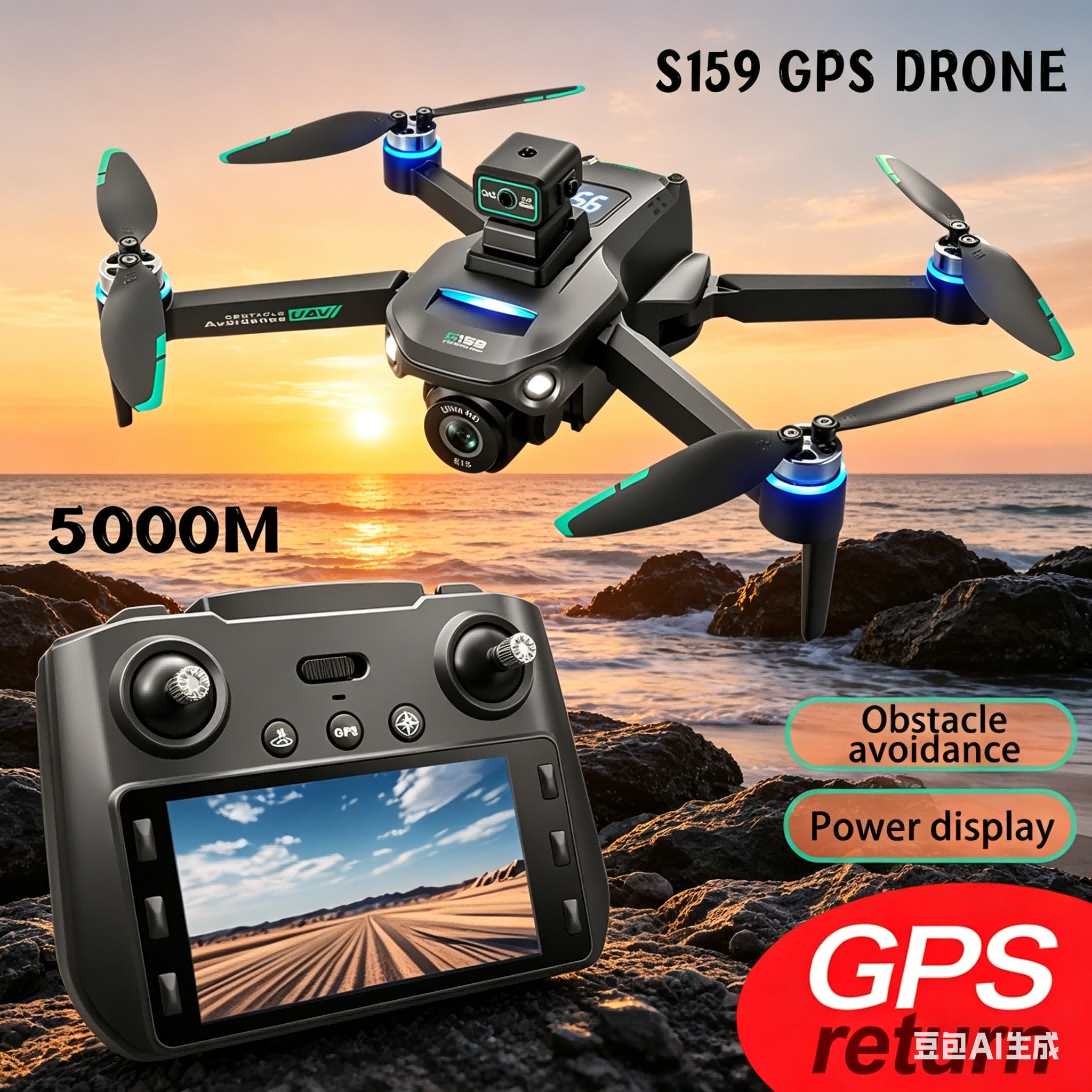 Rc Helicopter Electric - S159 GPS Drone 4K Profesional Dual