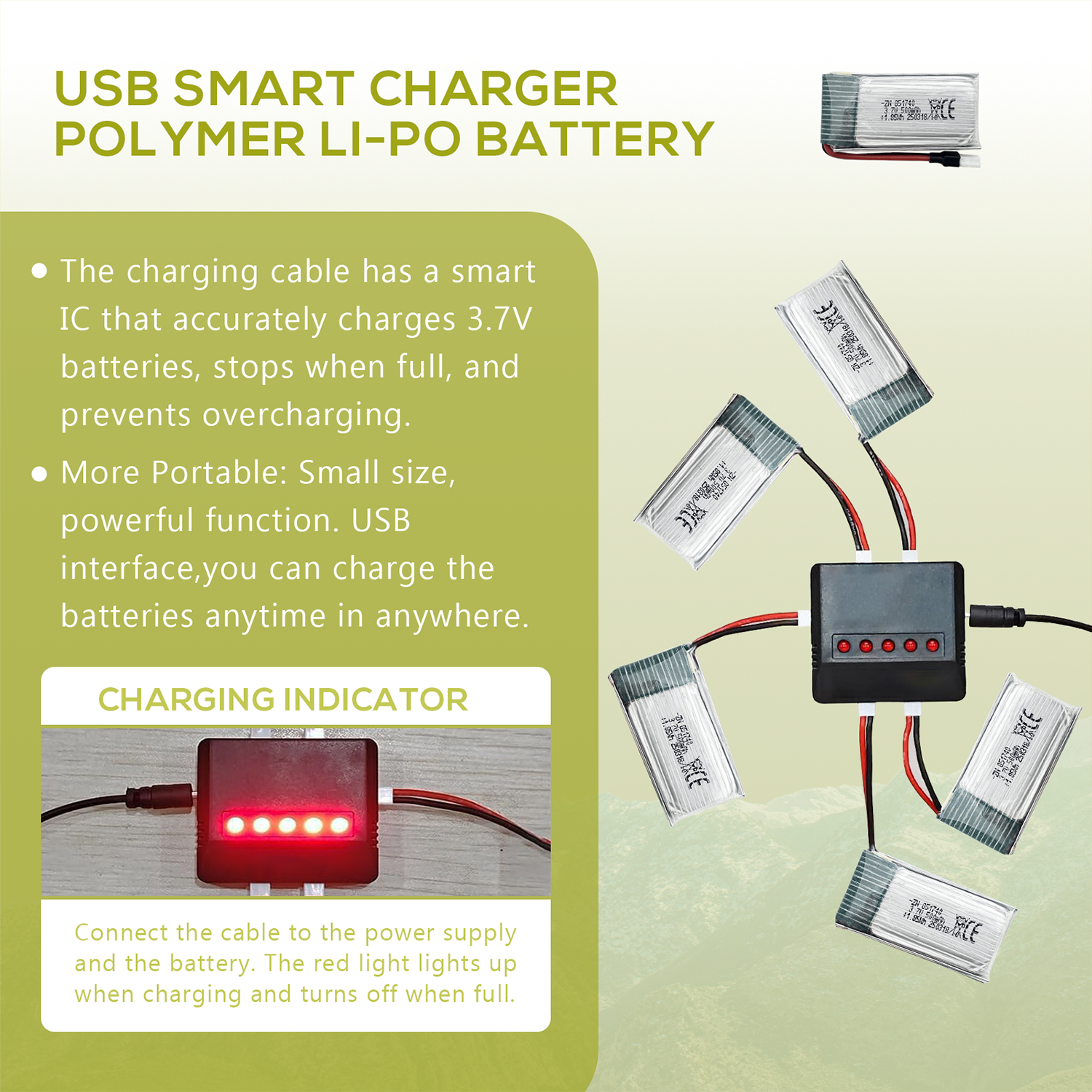 5Pcs 3.7V 500mAh LiPo Batterie - Rc Helicopter Charger incelemesi ve fiyatı